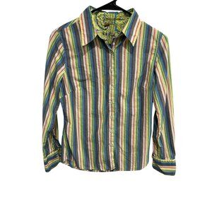 Peck & Peck Striped Geometric Button Front Shirt Multicolor Sz 4 Paisley Indie